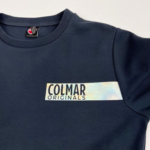 COLMAR Women's Navy Blue Crew Neck Iridescent Logo Pullover Sweatshirt Large - Picture 3 of 6